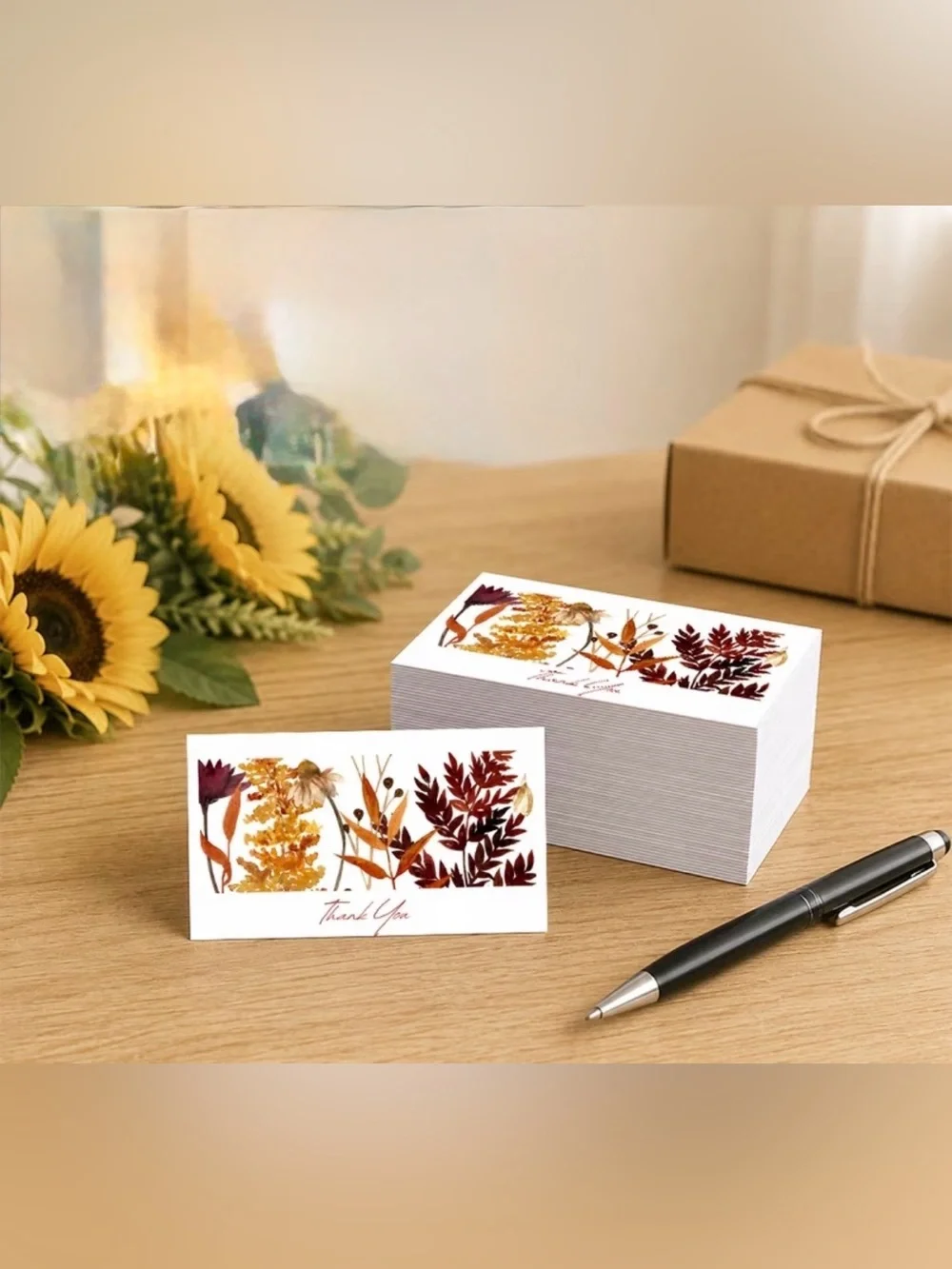 Thank You Note Cards - Autumn Leaves Design Set of 50